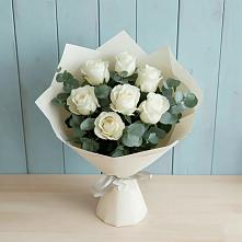 Букет Белые розы в Эвкалипте в Кисловодске